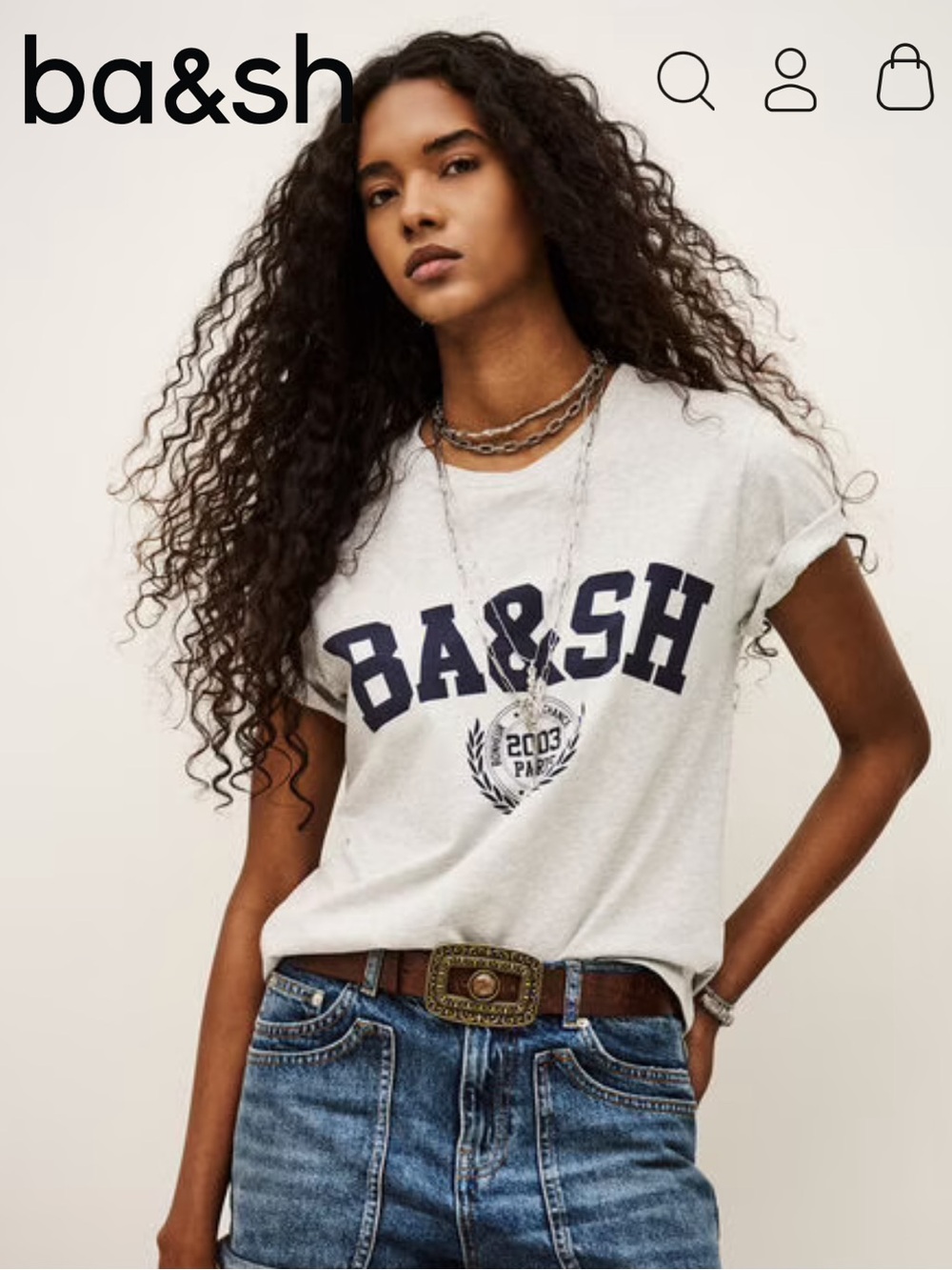 ba&sh Heather Gray Graphic Logo Tee
